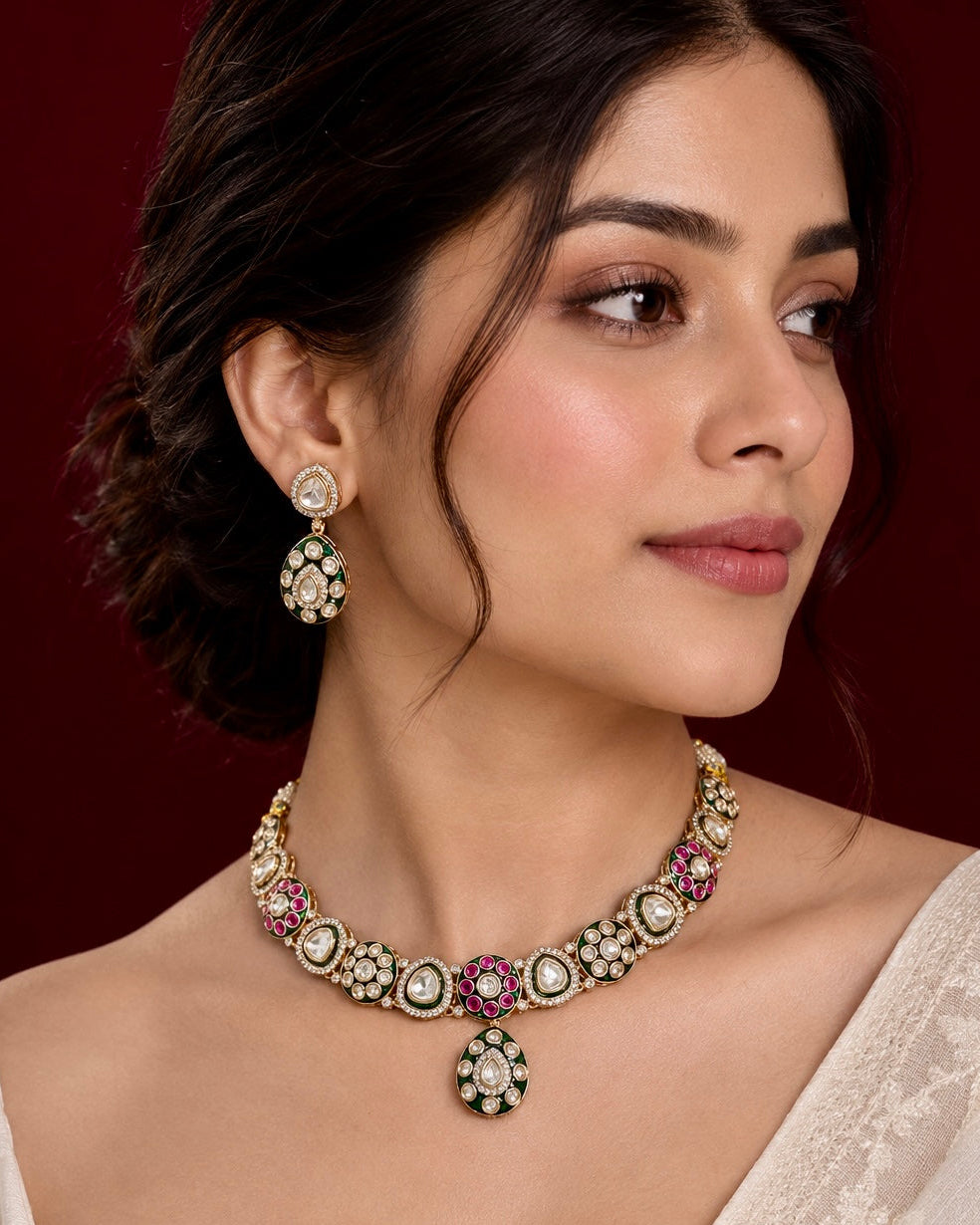Polki Kundan Short Necklace