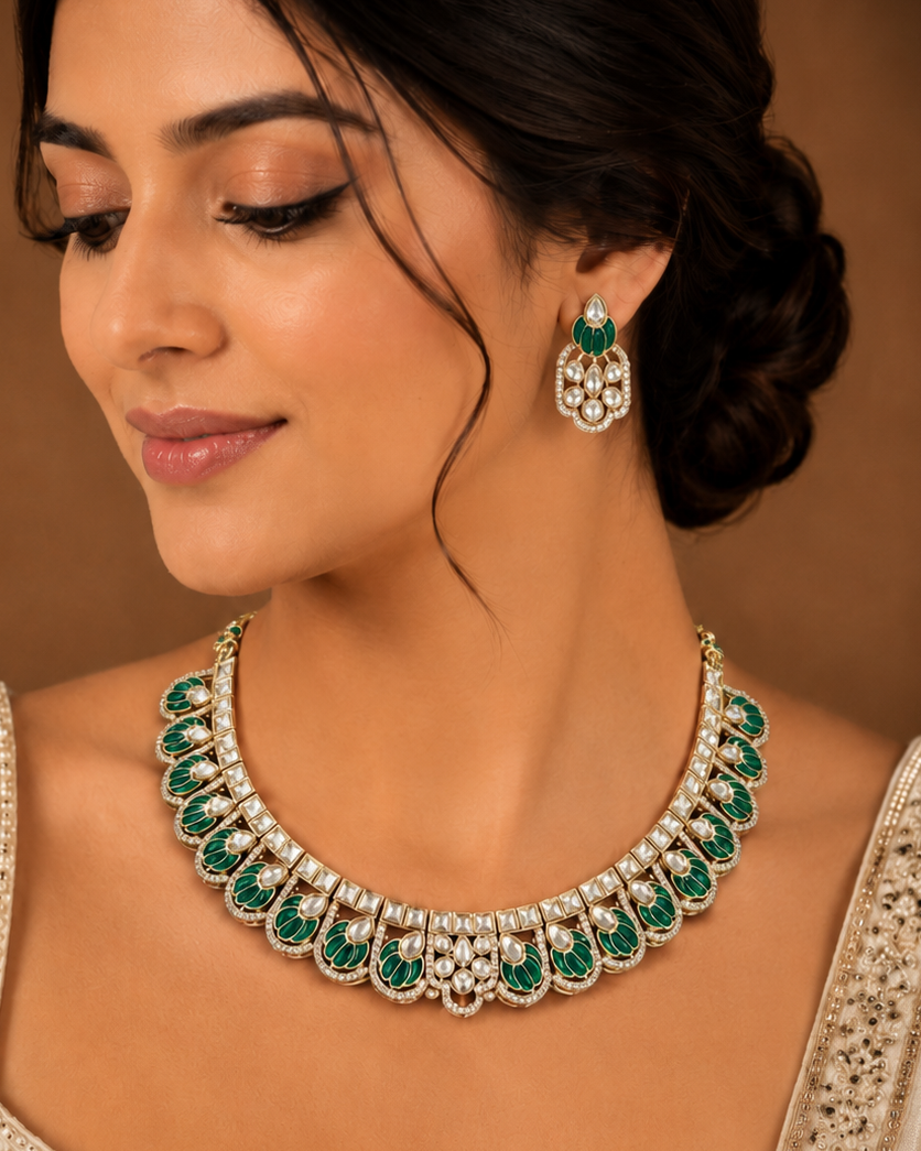 Royal Kundan Necklace Set with Matching Earrings