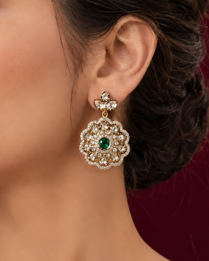 Royal Emerald Bloom Earrings