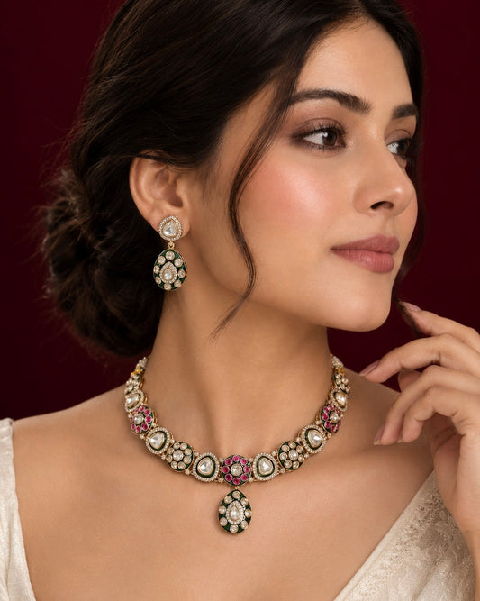Royal Meenakari Polki Necklace Kundan Set
